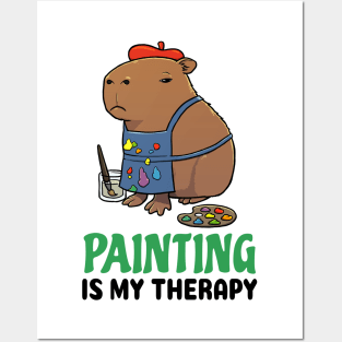 Painting is my therapy Capybara Posters and Art